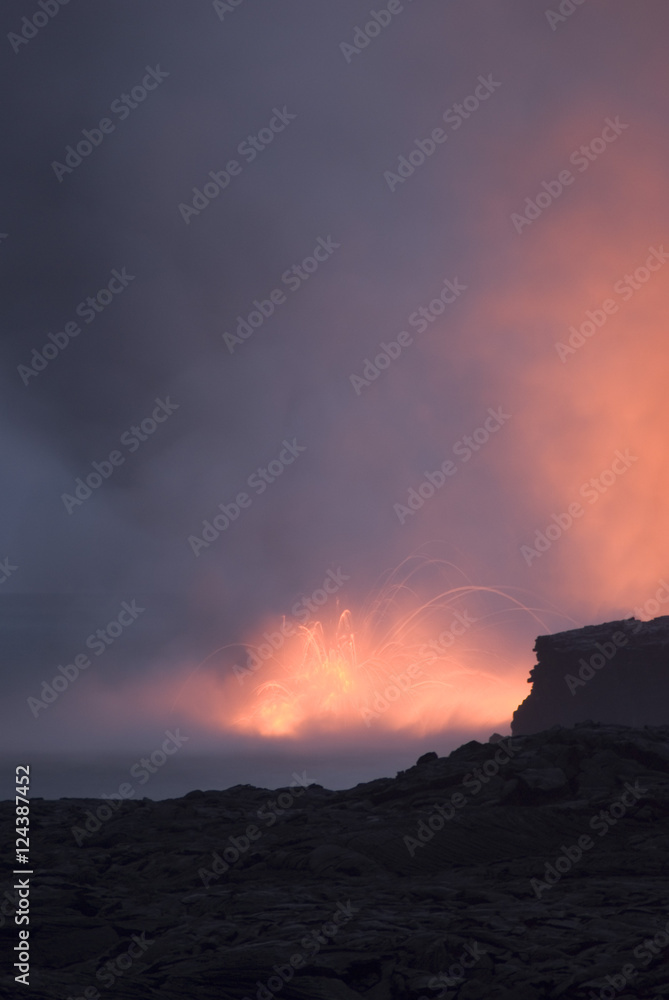 red hot lava erruption