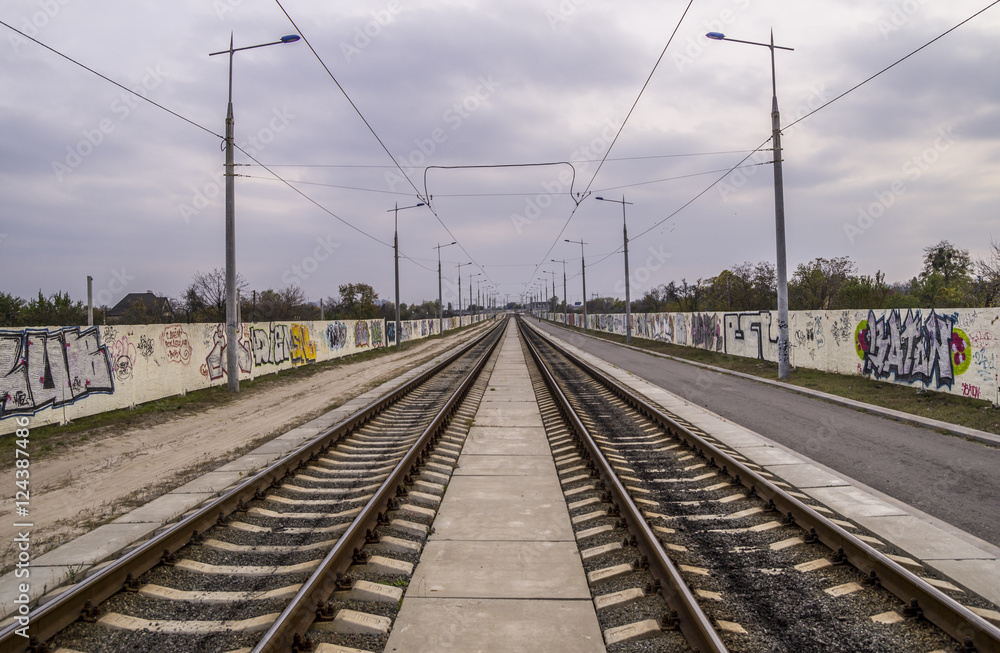 Tram Rails on the Outskirts of the City