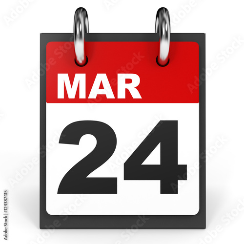 March 24. Calendar on white background.