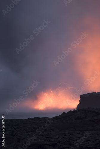 red hot lava erruption