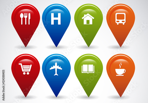 Free Download Colorful Glossy Location Navigation Travel Icons Set - GFXLoad