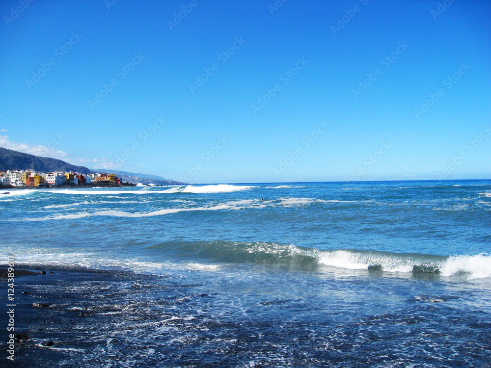Rocky Atlantic coast for Puerto de la Cruz, playa de Jardin, Tenerife, Canary Islands Spain