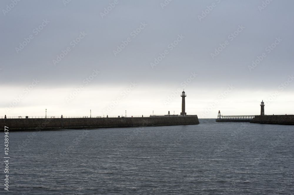 Navigation lights and stone piers