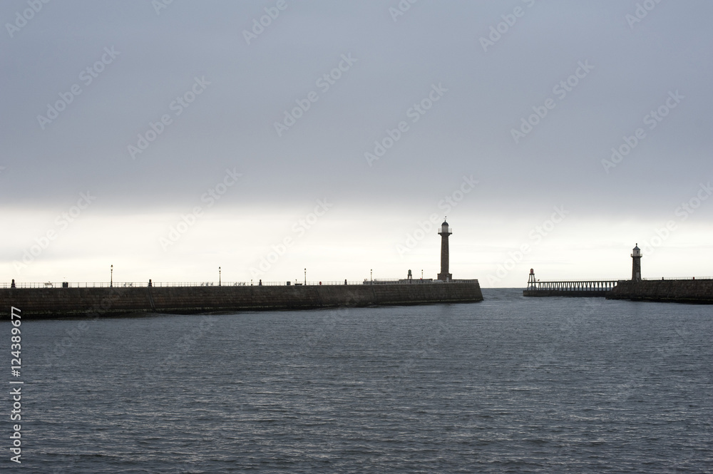 Navigation lights and stone piers Navigation lights and stone piers