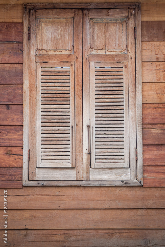 Closed old wooden windows style background. Closed old wooden windows style background.