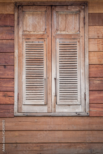 Closed old wooden windows style background.