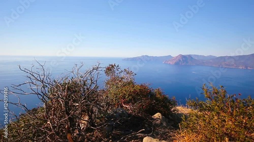 Stunning scenery of D81 road through the Calanques de Piana on the west coast of Corsica, France, Europe. photo