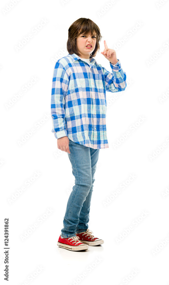 Fototapeta premium Model in studio isolated on white background full length