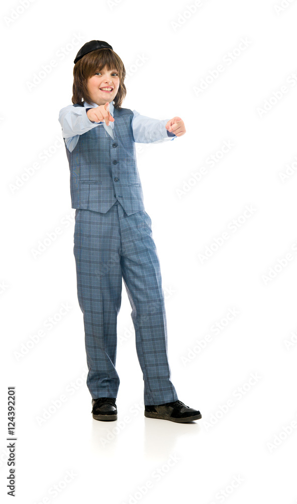 Naklejka premium Model in studio isolated on white background full length