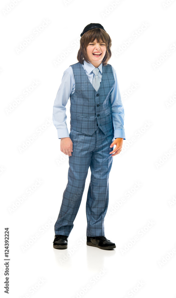 Fototapeta premium Model in studio isolated on white background full length