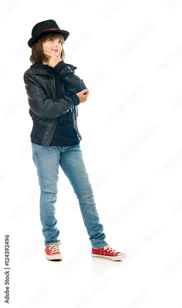 Model in studio isolated on white background full length Model in studio isolated on white background full length