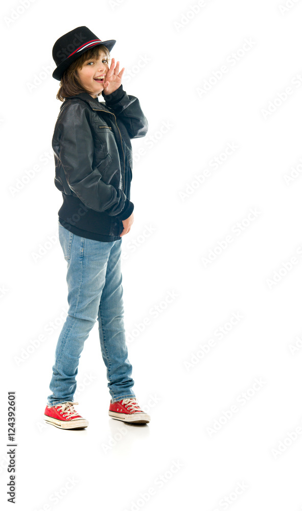 Model in studio isolated on white background full length Model in studio isolated on white background full length