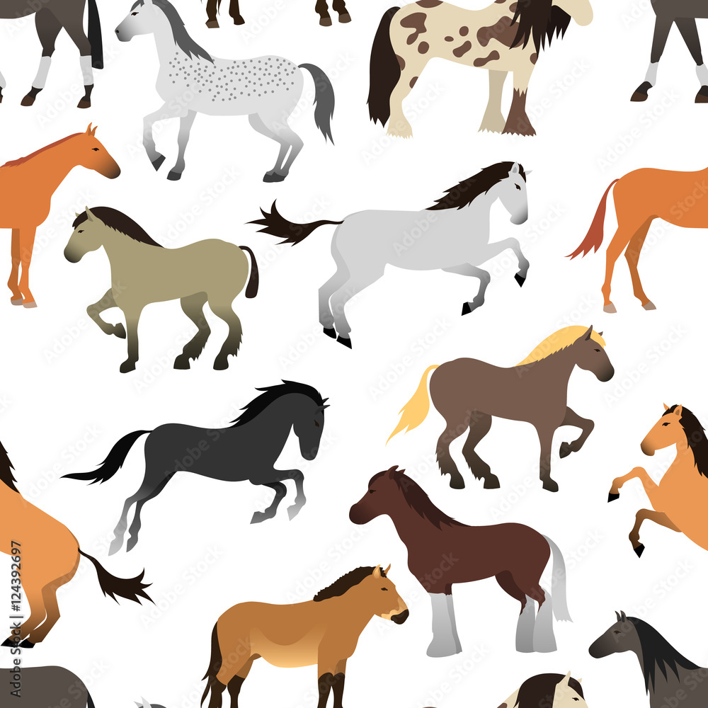 Horse vector isolated seamless pattern.
