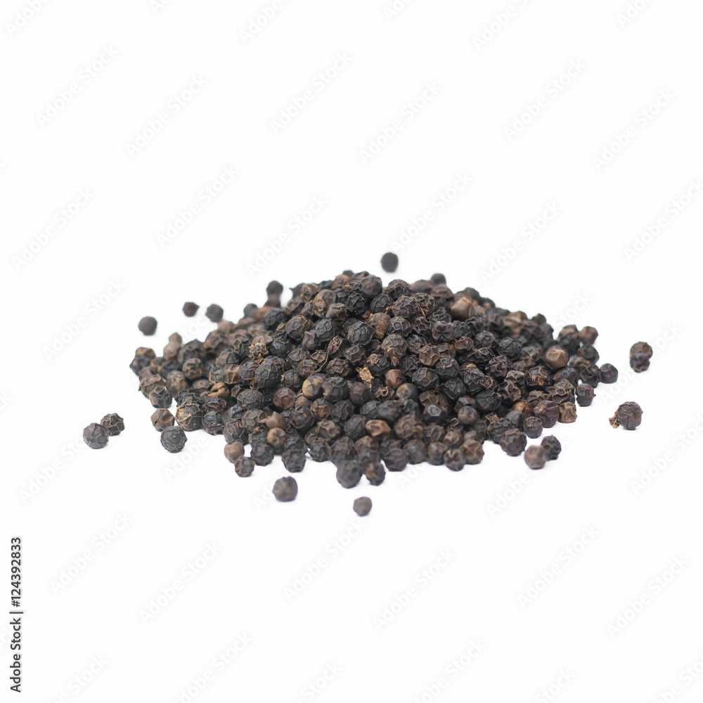 Black pepper on a white background Black pepper on a white background