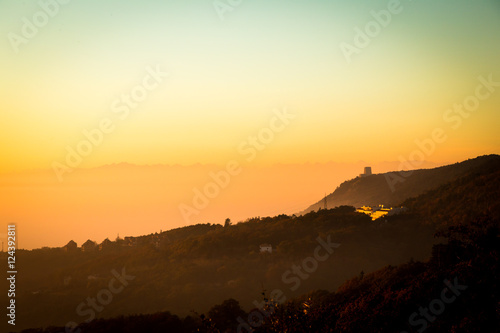 Wallpaper Mural foggy sunset in the bay of Trieste Torontodigital.ca