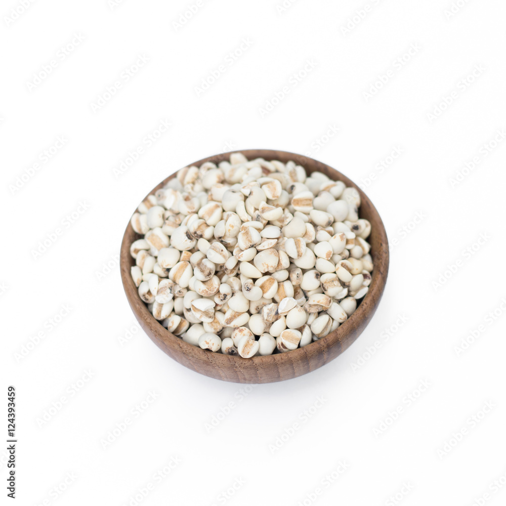 Millet rice , millet grains in bowl on white