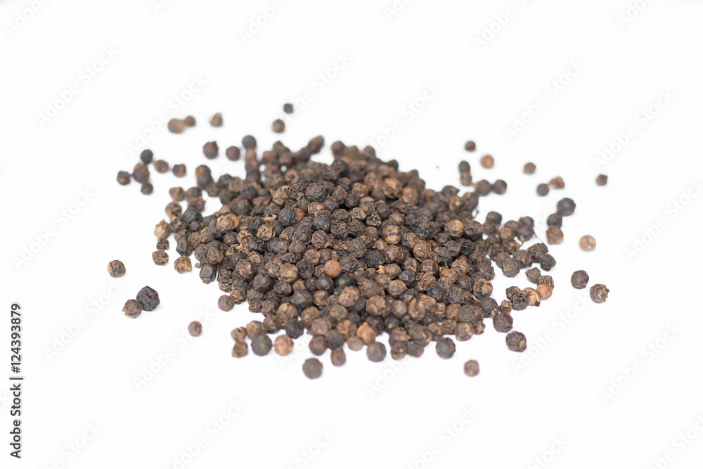 Black pepper on a white background Black pepper on a white background