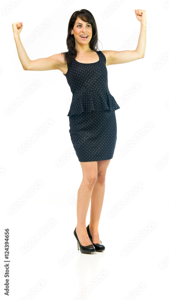 Fototapeta premium Model in studio isolated on white background full length