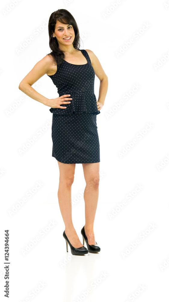 Fototapeta premium Model in studio isolated on white background full length