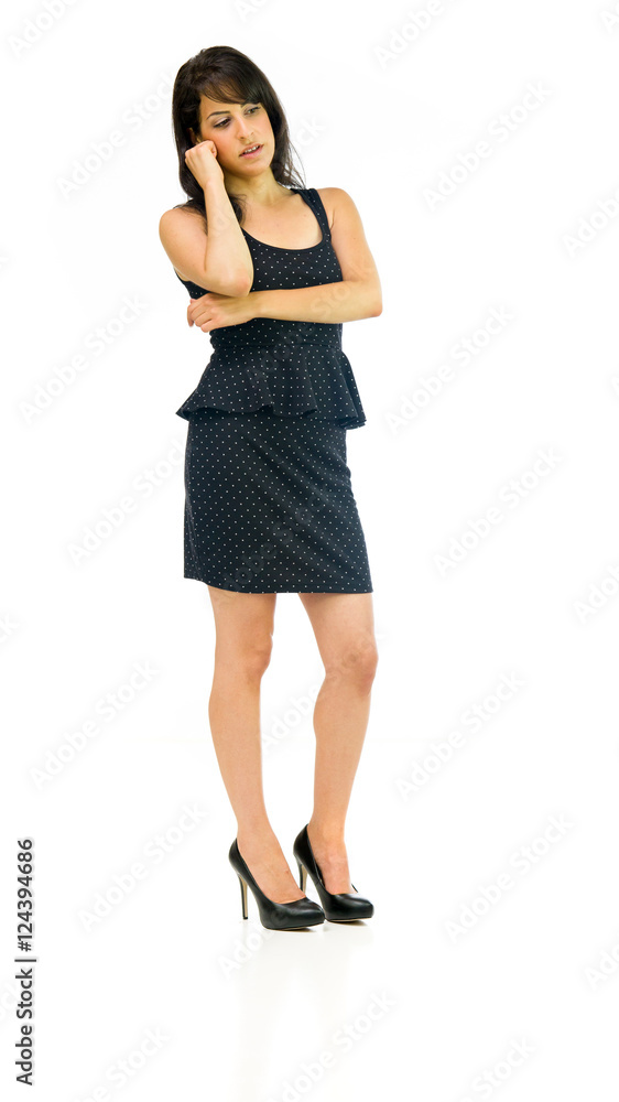 Model in studio isolated on white background full length Model in studio isolated on white background full length
