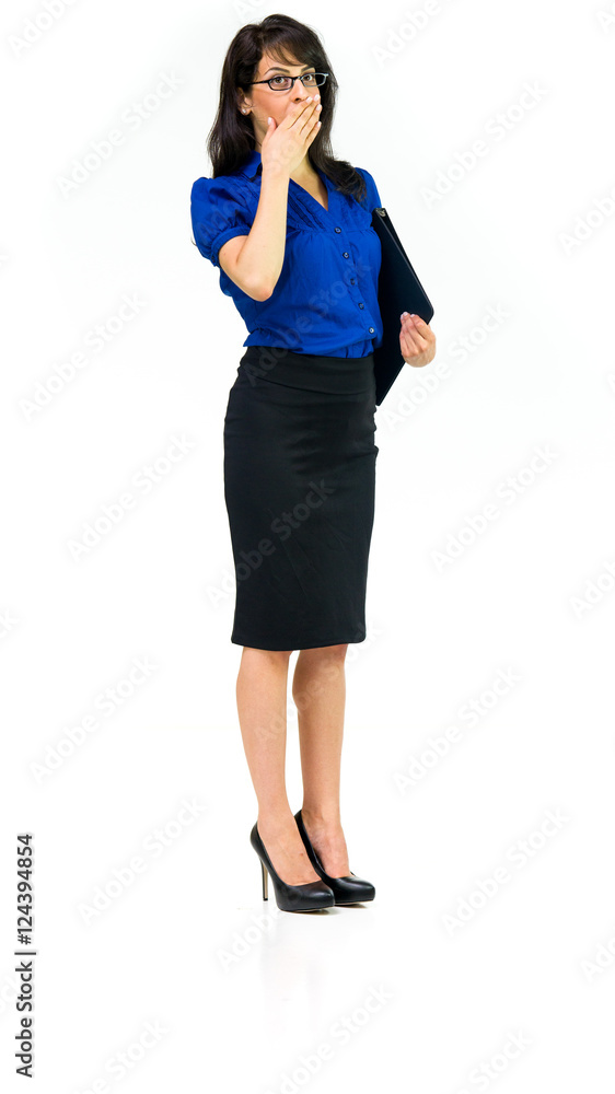 Model in studio isolated on white background full length Model in studio isolated on white background full length