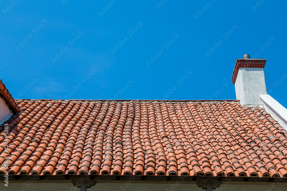 Hand Laid Tile Roof Under Blue Sky