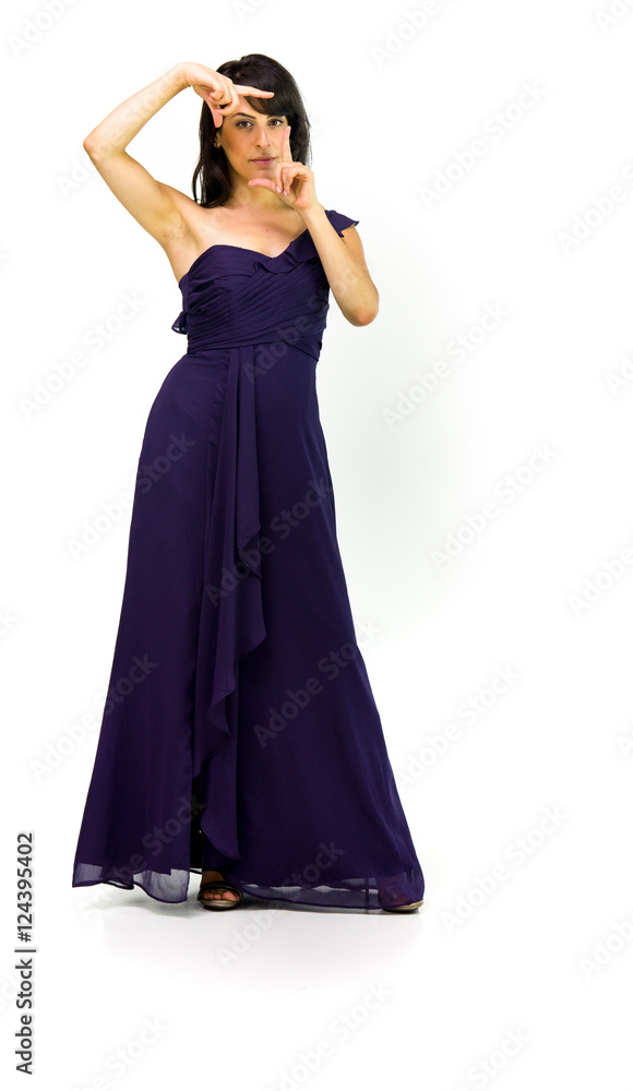 Model in studio isolated on white background full length Model in studio isolated on white background full length