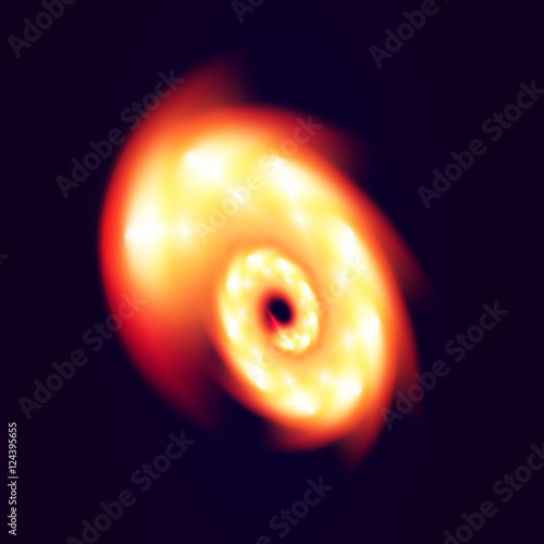 Fire vortex on dark background. Ring of fire. Vector illustration.