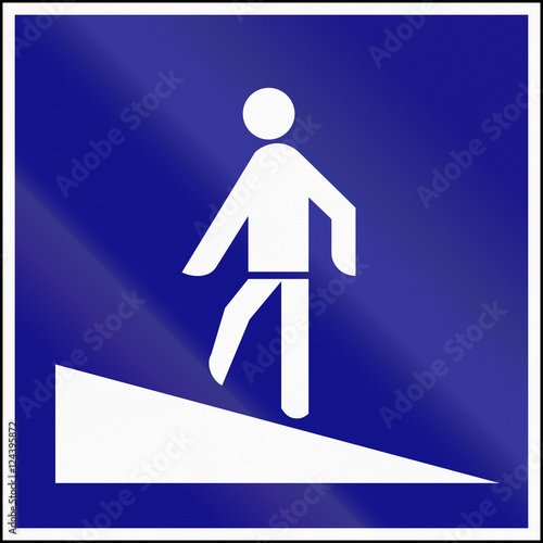Road sign used in Hungary - Pedestrian overpass with ramp
