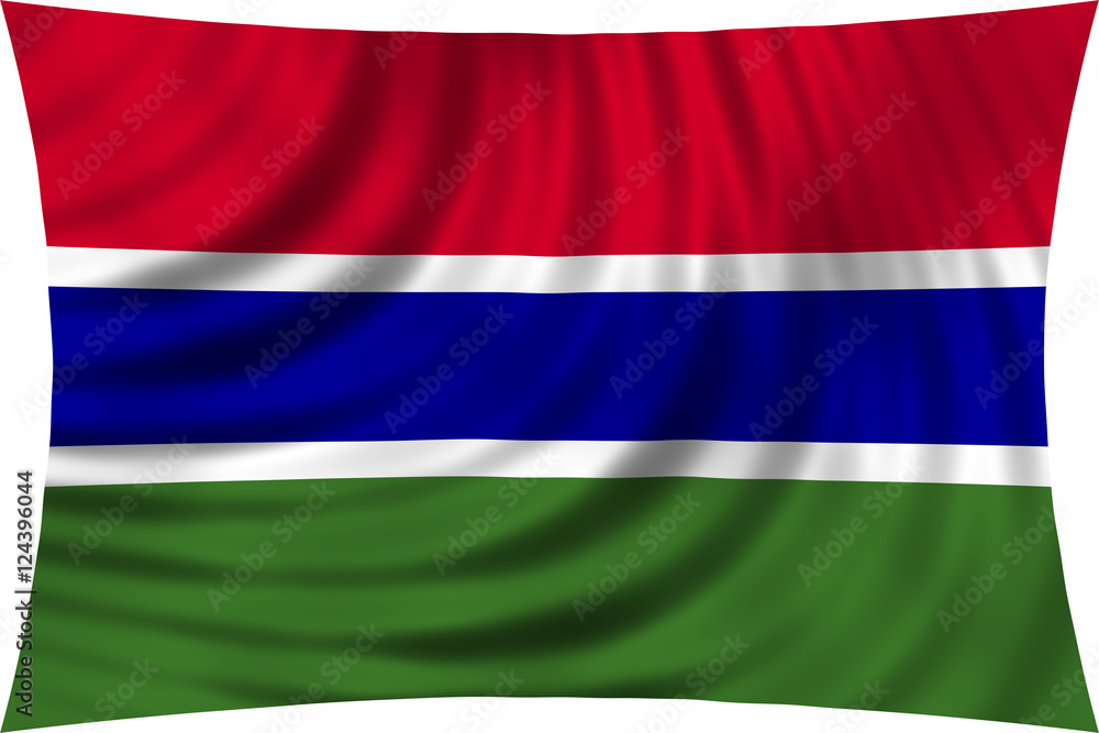 Flag of the Gambia waving isolated on white Flag of the Gambia waving isolated on white