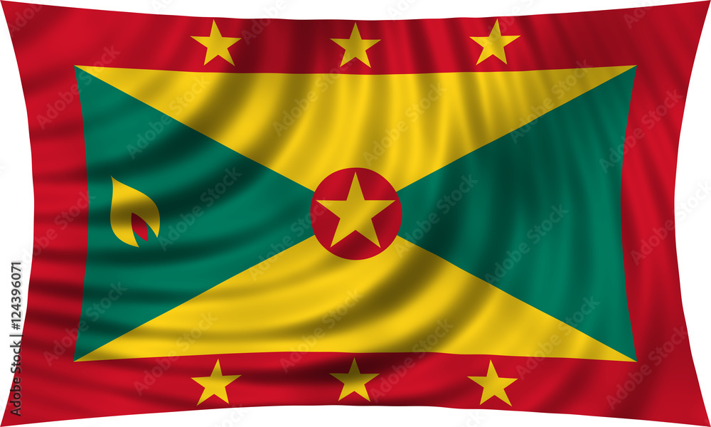 Flag of Grenada waving isolated on white Flag of Grenada waving isolated on white