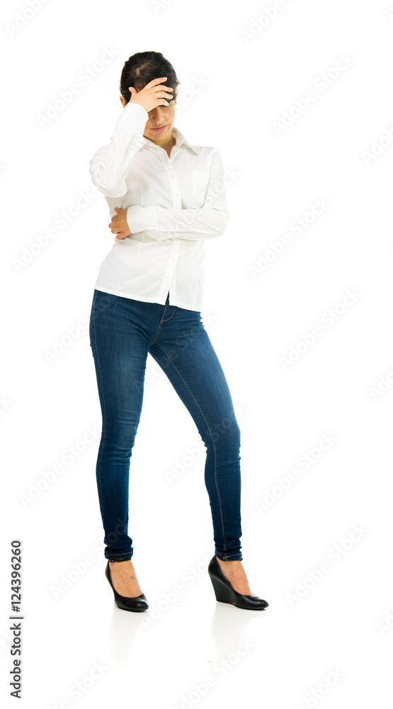 Model in studio isolated on white background full length Model in studio isolated on white background full length