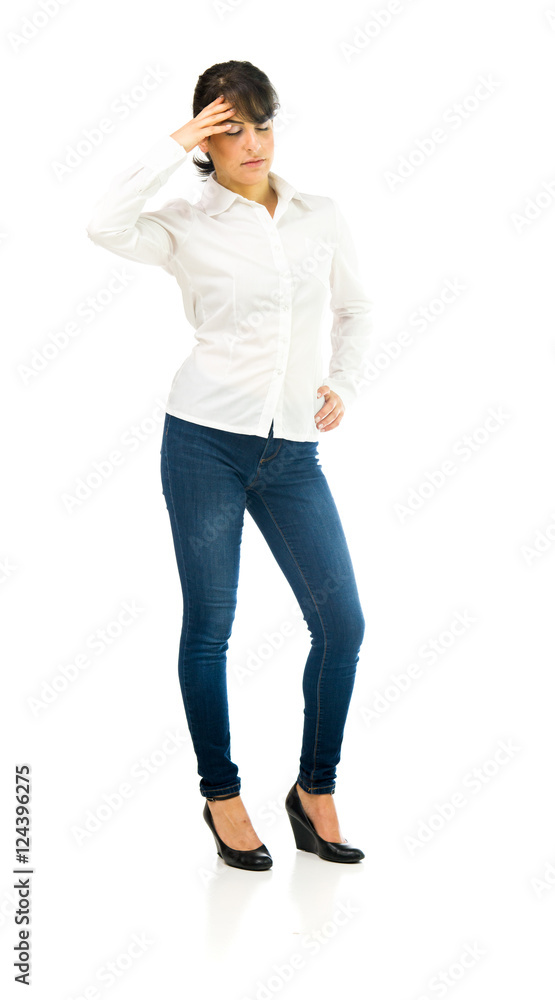 Model in studio isolated on white background full length Model in studio isolated on white background full length