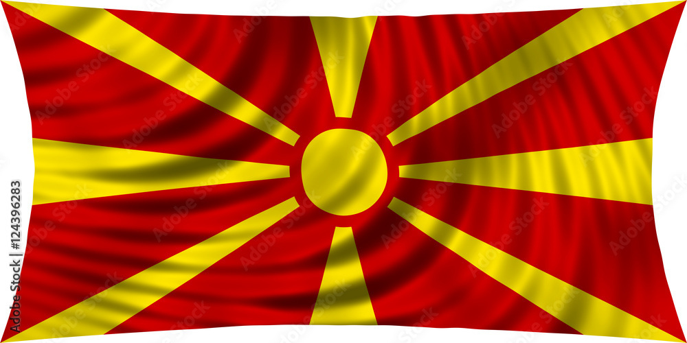Flag of Macedonia waving isolated on white Flag of Macedonia waving isolated on white