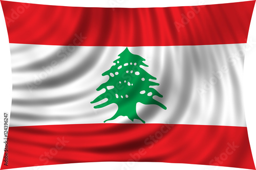 Flag of Lebanon waving isolated on white