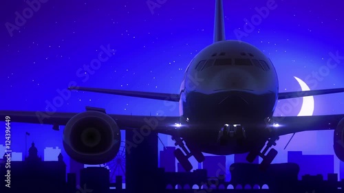 Wallpaper Mural Birmingham United Kingdom Airplane Take Off Moon Night Blue Skyline Travel Torontodigital.ca