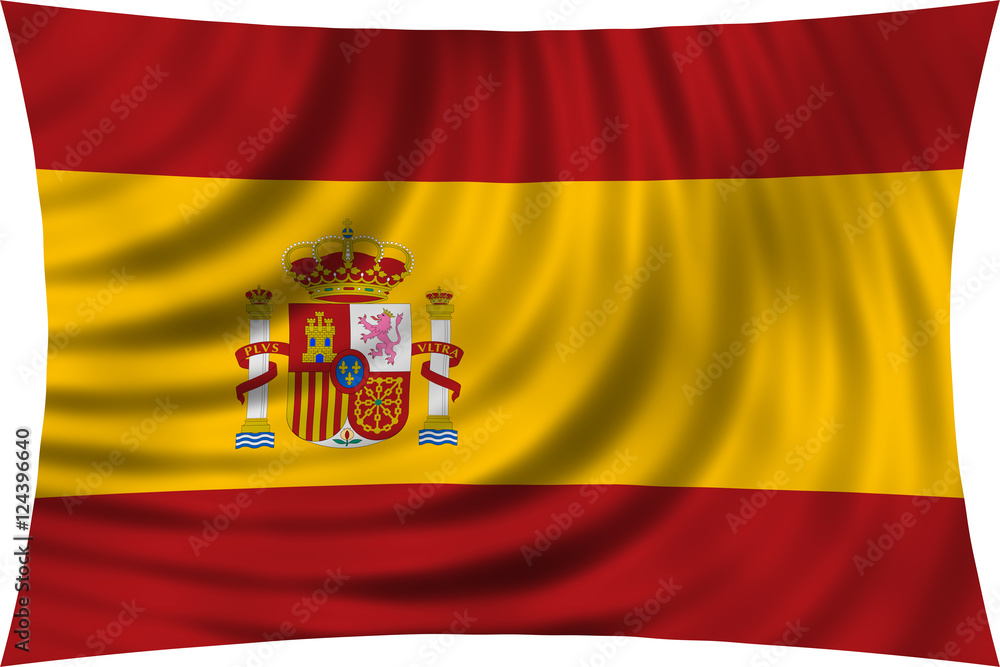 Obraz premium Flag of Spain waving isolated on white