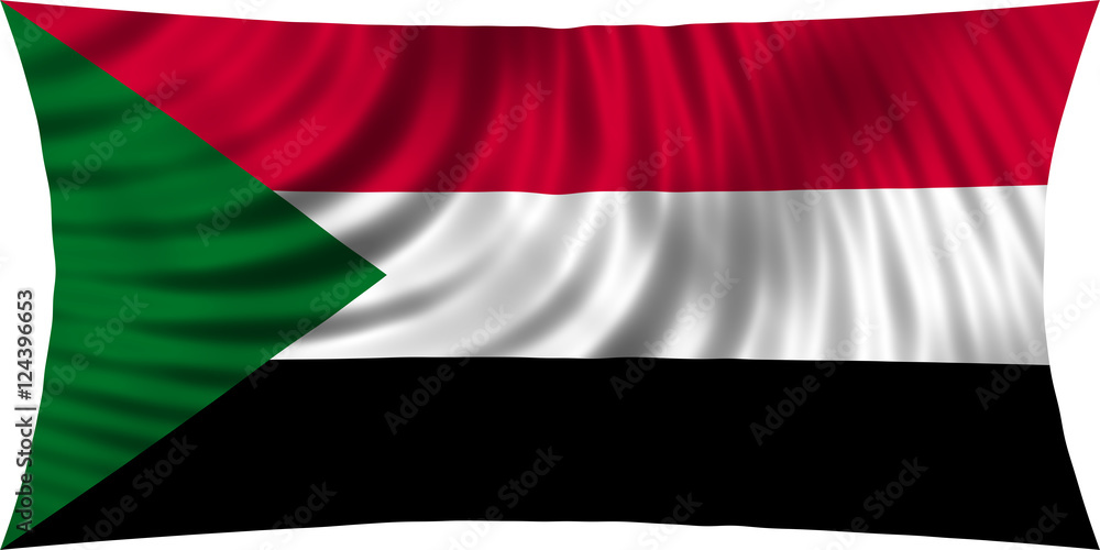 Naklejka premium Flag of Sudan waving isolated on white