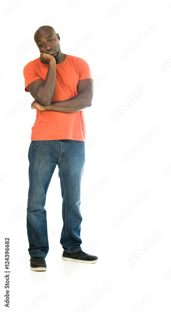Fototapeta premium Model in studio isolated on white background full length