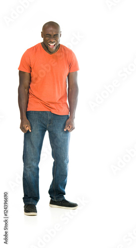 Model in studio isolated on white background full length