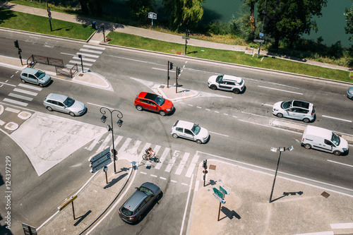 Traffic during sunny summer day on the boulevard de la Ligne.  © Grigory Bruev