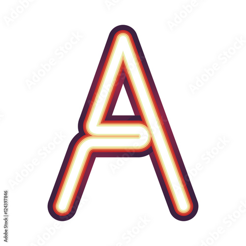 Glowing neon colorful letter A over white background. vector illustration