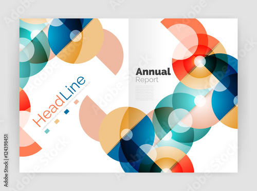 Transparent circle composition on business annual report flyer