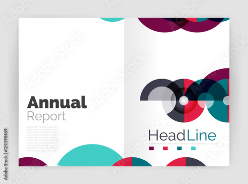 Transparent circle composition on business annual report flyer