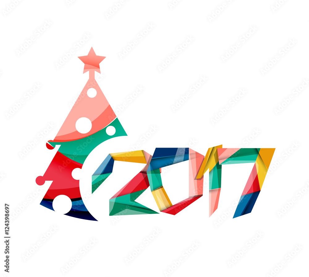 Obraz premium Happy New Year and Chrismas holiday greeting card elements