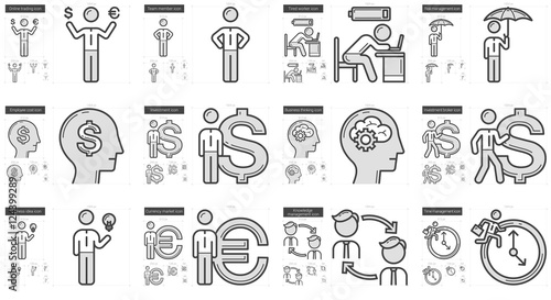 Business line icon set.