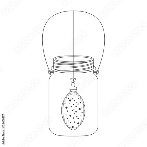 mason jar with christmas ball decoration inside. Sketch and draw design. vector illustration