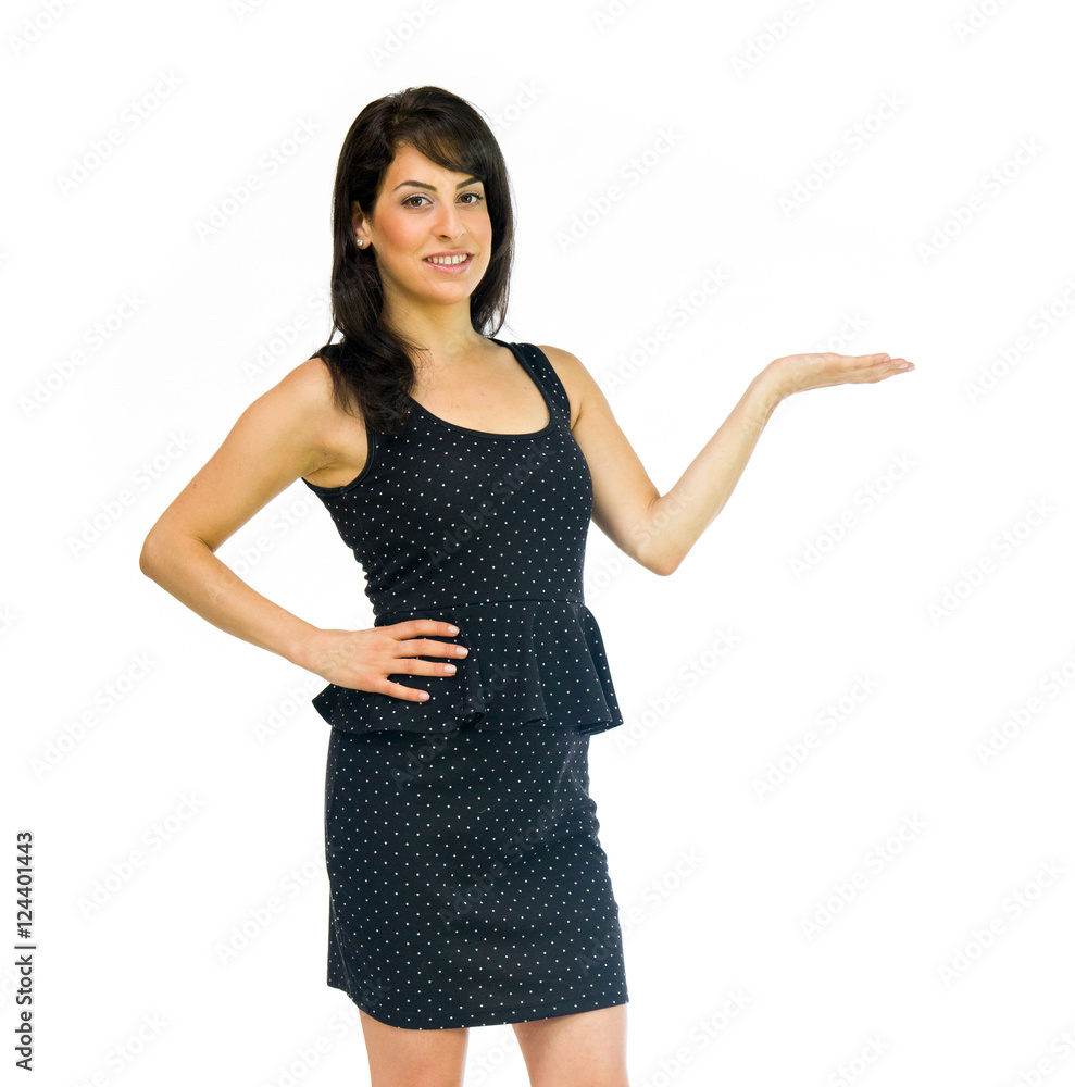 Model in studio isolated on white background medium shot Model in studio isolated on white background medium shot