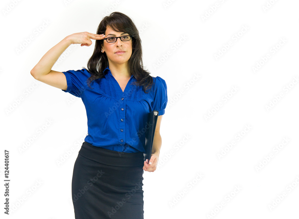Model in studio isolated on white background medium shot
