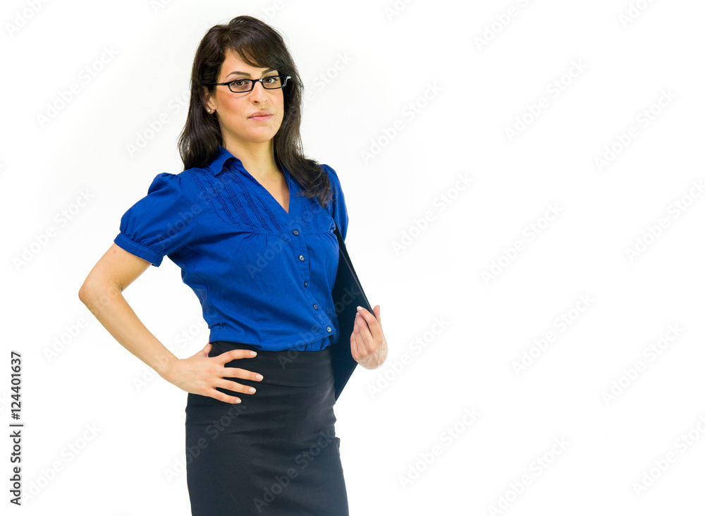 Model in studio isolated on white background medium shot Model in studio isolated on white background medium shot